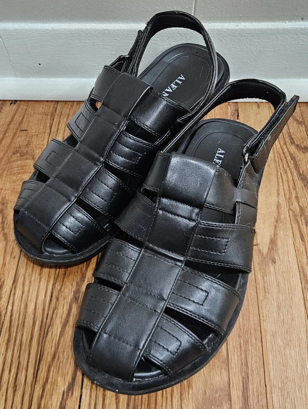 Alfani Mens Sandals Boca 7 7M Vegan Leather Black Ankle Strap Casual Beach